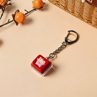 Korea Idol Kids Merch Decompression Toy Acrylic One-click Cartoon Keycap Key Chain Lights K-pop Fidget Keyboard Keychain