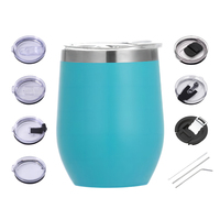 Gobelet à vin de 12 oz en acier inoxydable à double paroi isolée tasse à eau sous vide coquetier personnalisé thermique gobelet à vin de 12 oz