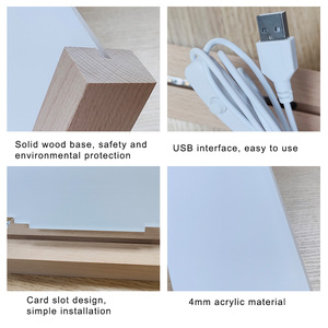 Topjlh Premium – Plaque <span class=keywords><strong>photo</strong></span> en acrylique transparente avec base en bois et logo <span class=keywords><strong>personnalisé</strong></span>, cadre <span class=keywords><strong>photo</strong></span> vierge pour sublimation, veilleuses - Product Image 6