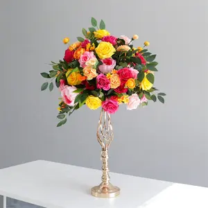 LFB2312-2 personalized red and yellow wedding decoration table centerpiece flower table flowers and stand decoration for wedding