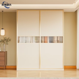Armoire suspendue à portes coulissantes en chêne de style panneau minimaliste moderne Jinruishengda pour chambre à coucher, petites maisons, meubles de maison - Product Image 3