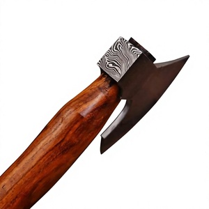 Hacha de Damasco con cabeza de acero forjado con patrón y mango de madera natural para camping, leña, trabajo en el jardín, suministro OEM - Product Image 6