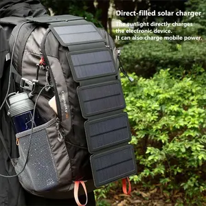 شاحن خلايا شمسية من SunPower قابل للطي بقوة 10 وات, شاحن 5 فولت ، 2.1A ، أجهزة مخرج USB ، لوحات شمسية محمولة للهواتف الذكية