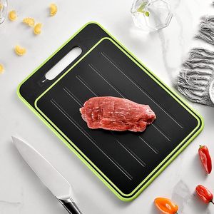 Planche à découper à décongélation rapide en aluminium et plastique, avec bord épaissi, pour viande congelée (bœuf, porc) et blocs de viande à hacher - Product Image 1