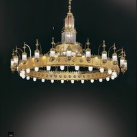 Lustre personnalisé pour mosquée, hôtel, hall d'entrée, style arabe moyen-oriental, en verre artistique doré, design distinctif et grandiose