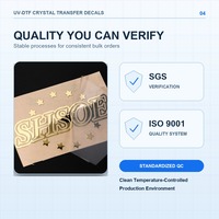 Autocollants transparents en cristal UV personnalisés, imprimés UV, avec logo estampé or, pour cadeaux et artisanat
