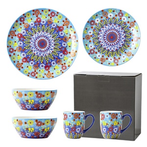 Porcelana pintada a mano patrón de flores plato de cena bohemio juego de platos de postre - Product Image 1