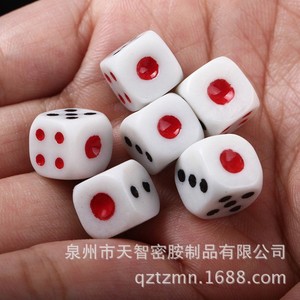 Dés de jeu en mélamine blancs avec points rouges pour les jeux de bar KTV - Product Image 3