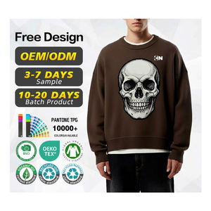 BSCI Certification Sweater Factory Custom Logo <b>Skull</b> Graphic Jacquard Cotton Y2k Oversized Knitted Streetwear Men Winter Sweater - Product Image 1