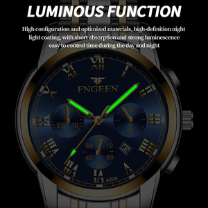 Montre de luxe BINBOND, calendrier lumineux, étanche 30M, polyvalente, sportive, bracelet en acier, montre à quartz - Product Image 5