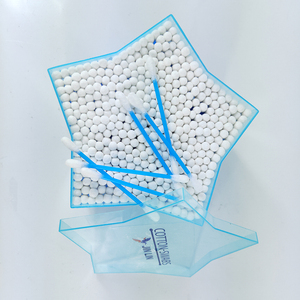 <span class=keywords><strong>Coton</strong></span>-tiges en plastique bleu de qualité supérieure, 500 pièces, double tête ronde, étoile à cinq branches, emballage en boîte de rangement - Product Image 3