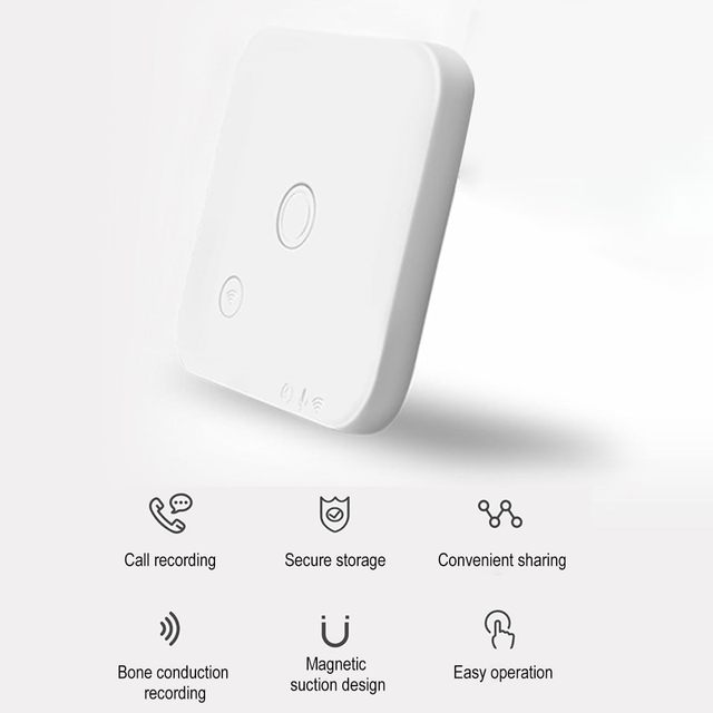 64GB Smart AI Voice Recorder With App Phone Call Recording Device, Bone Conduction Sensing Recording,Wireless Data Transmission