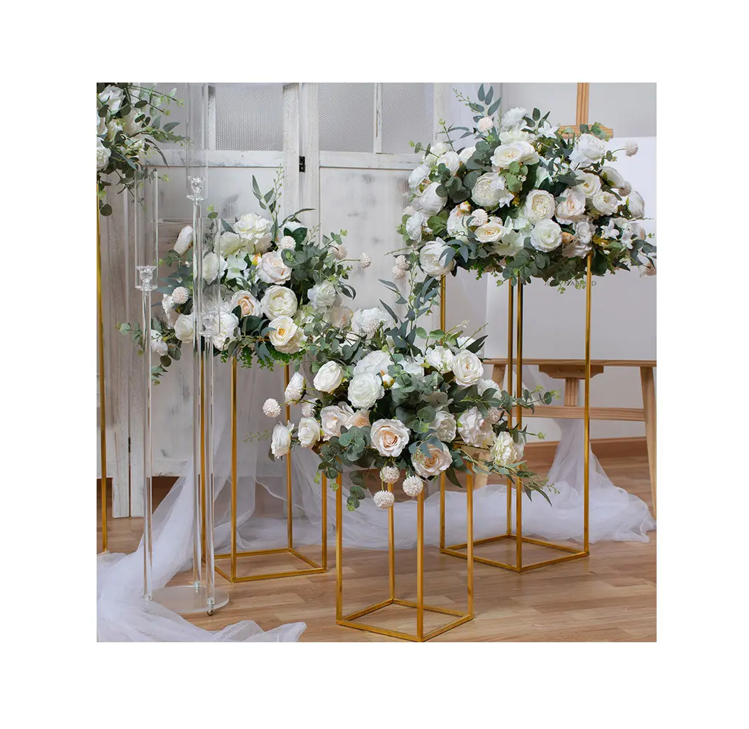 Lüks düğün masa Centerpieces ipek çiçekler toptan yapay çiçek top ile özelleştirilebilir gül topu
