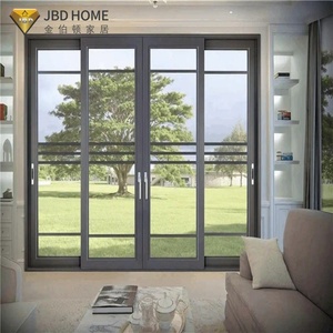 Porte coulissante en alliage d'aluminium moderne JBD, <span class=keywords><strong>double</strong></span> <span class=keywords><strong>vitrage</strong></span> trempé - Isolation thermique, finition pour villas, maisons, cloisons intérieures - Product Image 1