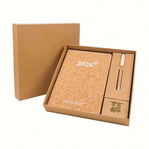 Agenda Ecológica Personalizada con Logotipo 2026, Set de Regalo al por Mayor, Cuaderno de Tapa Dura de Corcho y Posos de Café, Diario, Agenda, Día del Padre - Product Image 1