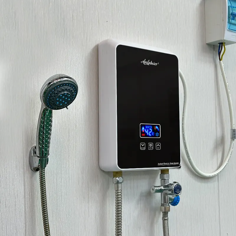 Aquecedores de água elétricos instantâneos com controle remoto para banheiro, chuveiro quente, 220v, 5500W, LED com toque, temperatura da água