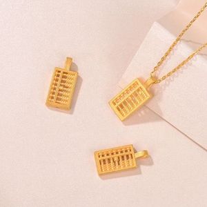 เครื่องประดับแฟชั่นหรูหราทันสมัย Xinfly 2023 ทองคำแท้ 999 บริสุทธิ์ 24K รูปทรงลูกคิด จี้นำโชค สร้อยคอทองคำ 18K - Product Image 2