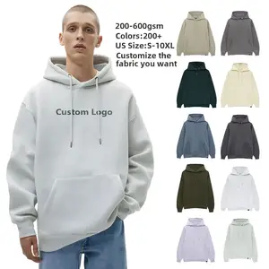 Custom Heavy Weight Plus Size Casual Cotton Fabric Hoodies Men Thick Streetwear Fleece Pullover Hoodies Sweatshirt
