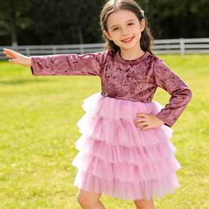 Vestido <span class=keywords><strong>de</strong></span> Tul con Capas y Mangas Largas para Niñas, Estilo Tutú <span class=keywords><strong>de</strong></span> Terciopelo, Personalizado, Venta Caliente 2026 - Product Image 4