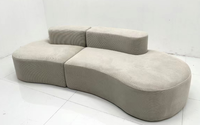 Modernes Luxuriöses Cremefarbenes Designer-Sofa-Set im Mondform-Design aus Bananenfaser-Stoff Shanggson T-027 für Große oder Kleine Wohnräume