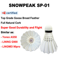 Volant de badminton SNOWPEAK SP-01 en plumes d'oie de qualité supérieure, entièrement en liège naturel, performances excellentes pour les compétitions internationales
