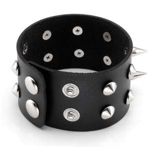 Bracelet de style européen et américain Punk <span class=keywords><strong>Rock</strong></span> Band Fashion Bracelet de haute qualité en cuir véritable et alliage avec clous - Product Image 2