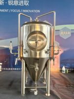 Cuve de fermentation conique en acier inoxydable de 500 L, unité de brassage de bière avec enveloppe de refroidissement par glycol et valve de purge pour brasserie artisanale