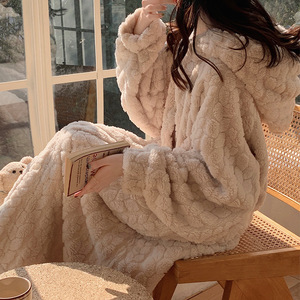 Albornoz <span class=keywords><strong>de</strong></span> invierno con diseño <span class=keywords><strong>de</strong></span> invierno para <span class=keywords><strong>mujer</strong></span>, ropa <span class=keywords><strong>de</strong></span> dormir <span class=keywords><strong>de</strong></span> manga larga para <span class=keywords><strong>mujer</strong></span>, <span class=keywords><strong>bata</strong></span> gruesa con capucha, <span class=keywords><strong>Bata</strong></span> - Product Image 4