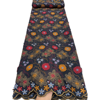 NI.AI Nouveau design Tissu en dentelle suisse voile multicolore à broderie florale 3D avec strass pour femme et soirée