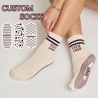 Chaussettes de Pilates personnalisées POPSOX en coton jacquard, antidérapantes, à rayures, pour la danse et le yoga, brodées, mignonnes, Calzini