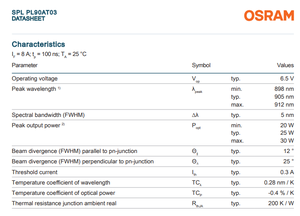 OSRAMs SPL PL90AT03 ดิโอดเลเซอร์อินฟราเรดพลังงานสูง 905 นาโนเมตร 75 วัตต์ แบบ Through-Hole สำหรับโดรน หุ่นยนต์ และการตรวจจับแบบ 3 มิติ - Product Image 4