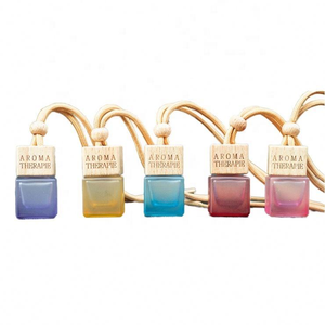 Squared wood cap <b>diffuser</b> Glass <b>diffuser</b> with rope Hanging glass <b>bottle</b> decor Small glass <b>bottle</b> for essential oile - Product Image 2