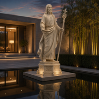 Estatua de Jesucristo Tallada a Mano en Mármol Blanco, Escultura Religiosa Católica con Cruz, para Altar de Iglesia, Jardín o Santuario