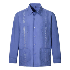 Camisas <span class=keywords><strong>Guayabera</strong></span> para Hombre, Cuatro Bolsillos, Casuales, Plisadas, Tallas Grandes, Manga Larga, Transpirables - Product Image 2
