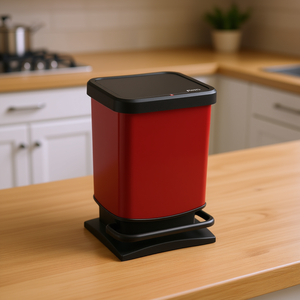 ถังขยะ ROTHO Paso Step ขนาด 10 ลิตร สีแดง ฝาสีดำ พร้อมแป้นเหยียบ สำหรับใช้ในห้องครัวและห้องน้ำ - Product Image 3