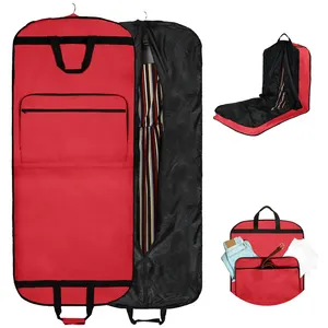 Red Garment Bag Cover for Suits Pants Gowns Dresses Carry on Garment Bag With Hanger for Men Women
