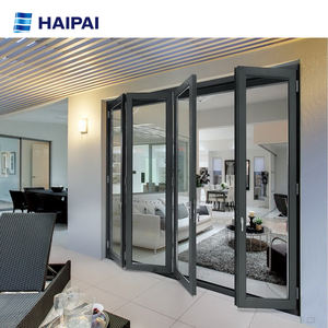 Porte pliante coulissante en verre d'aluminium Porte extérieure pliante avec tamis Mesh Panneau pliant élégant Design - Product Image 4