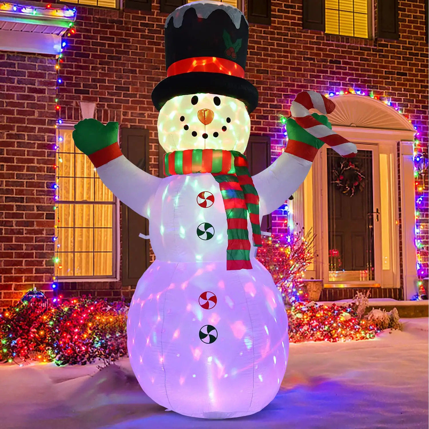 Pupazzo di neve gonfiabile di natale decorazione da giardino gonfiabile all'aperto con pupazzo di neve a luce LED gonfiabile di natale