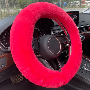 Housse de <span class=keywords><strong>volant</strong></span> de voiture <span class=keywords><strong>en</strong></span> fausse <span class=keywords><strong>fourrure</strong></span> de lapin - Housse universelle élastique pour l'hiver - Product Image 1