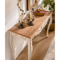 Table étroite en bois de style européen vintage, décoration sculptée, meubles de maison, console latérale intermédiaire