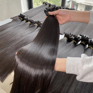 Paquetes de Cabello Humano Virgen Indio 100% Natural, Doble Trama a Máquina, Cutícula Alineada, Cabello Crudo, Proveedor Mayorista - Product Image 1