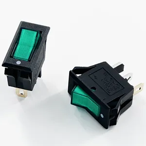 KCD3-B 2pin 3PIN PERUMAHAN HITAM tombol hijau persegi T85 dengan lampu LED diterangi saklar Rocker