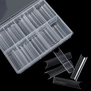 ABS XXL C Curve Square Fake Nails Half Cover Tapered French Clear False XXXL Coffin Nail Tips Design Acrylic Nail Manicure Tools