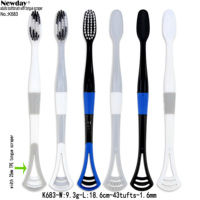 Brosse à dents pour adultes, avec fonction de nettoyage de la langue et grattoir à langues, pour soins buccaux, hygiène buccale, nouveau, 2020