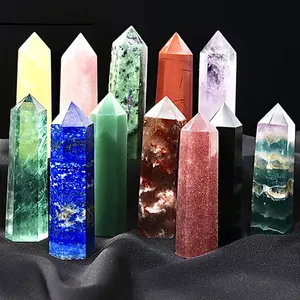 Оптовая продажа, натуральная кристаллическая 3-дюймовая палочка с кристаллами, чакрас, камень, аметист, Хрустальная башня для фэншуй
