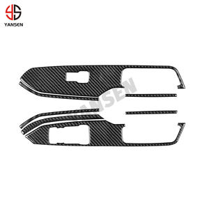 Accessoires de voiture en fibre de carbone, panneau de verrouillage de porte de lève-vitre, autocollant de garniture modifié pour <span class=keywords><strong>Ford</strong></span> Mustang 2024 2025 - Product Image 1