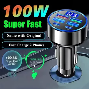 100W 6 Port Car Charger PD QC3.0 <b>USB</b> C Type C Fast Charging <b>Adapter</b> <b>Multi</b> Port Auto Power Supply for Phone Car Charger - Product Image 2
