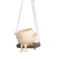 Pot de fleurs suspendu en résine, nouveau design créatif, décoration de salon, visage souriant, pour jardin extérieur