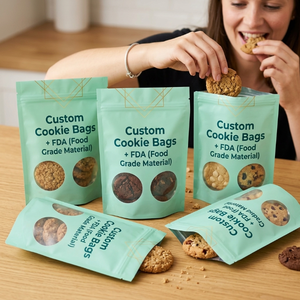 Custom Printed Cookie Mylar Bags Clear Window Resealable Heat Seal Small MOQ Factory Direct FBA Certified Food Grade for Candy - Product Image 2