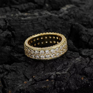 Bague pour homme en cuivre, 7,5 mm, vintage, ronde, entièrement en zirconium, brillante, simple, cercle - Product Image 3